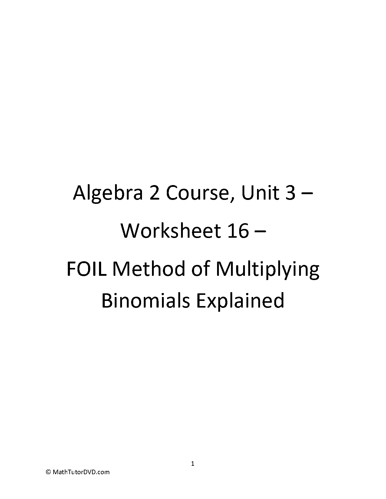 multiplying binomials using foil worksheet answers