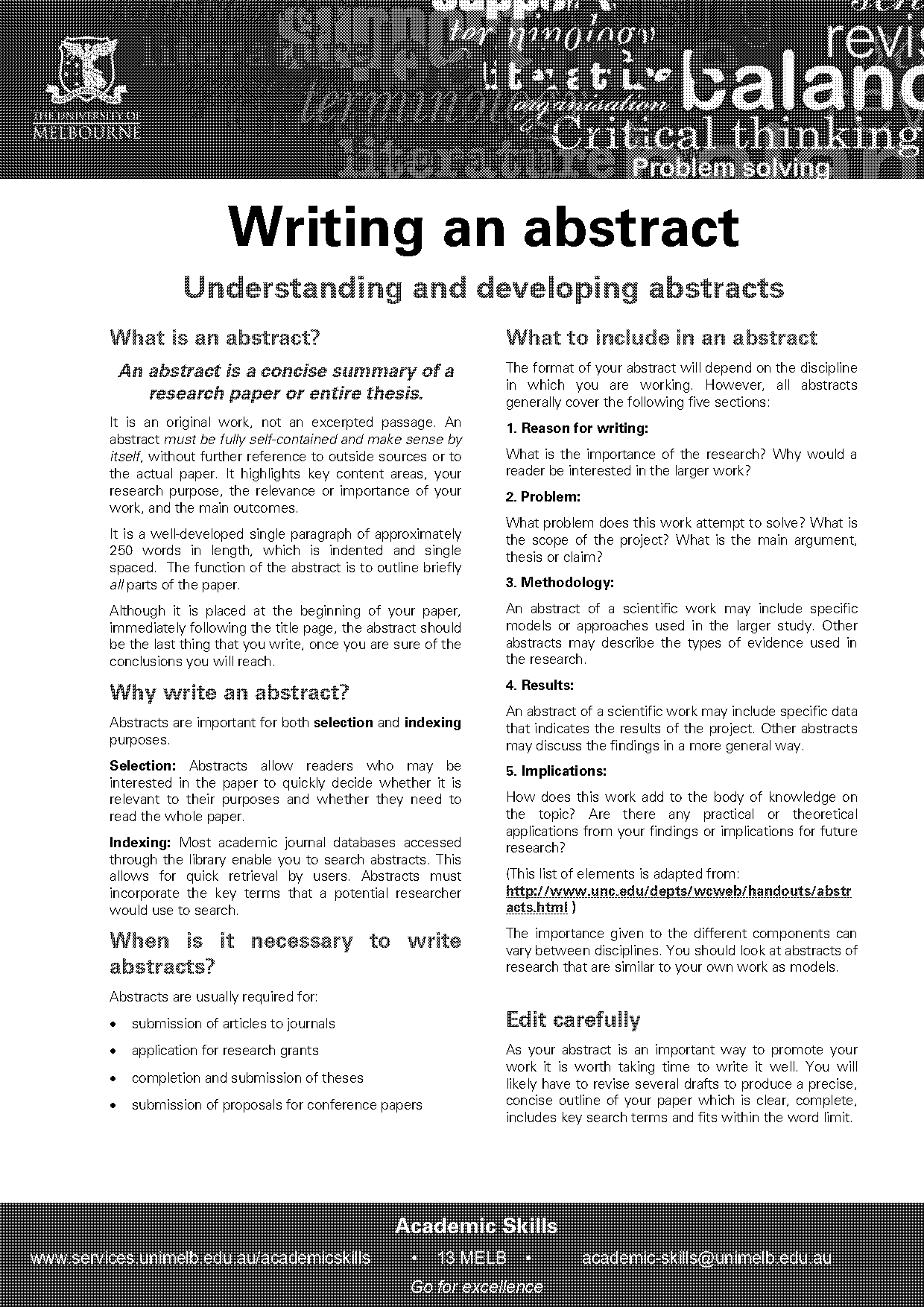 abstract for a writen assignment