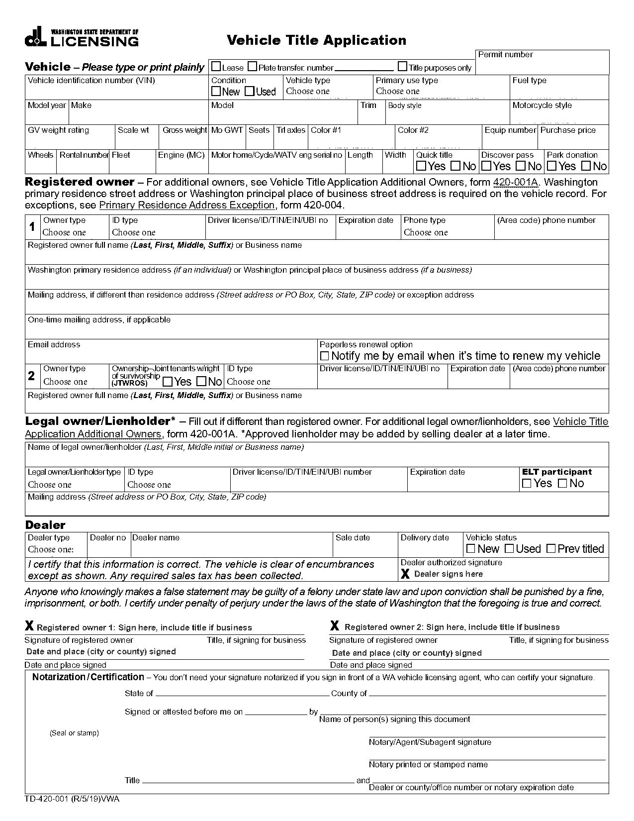 landlords verification request form in washington state