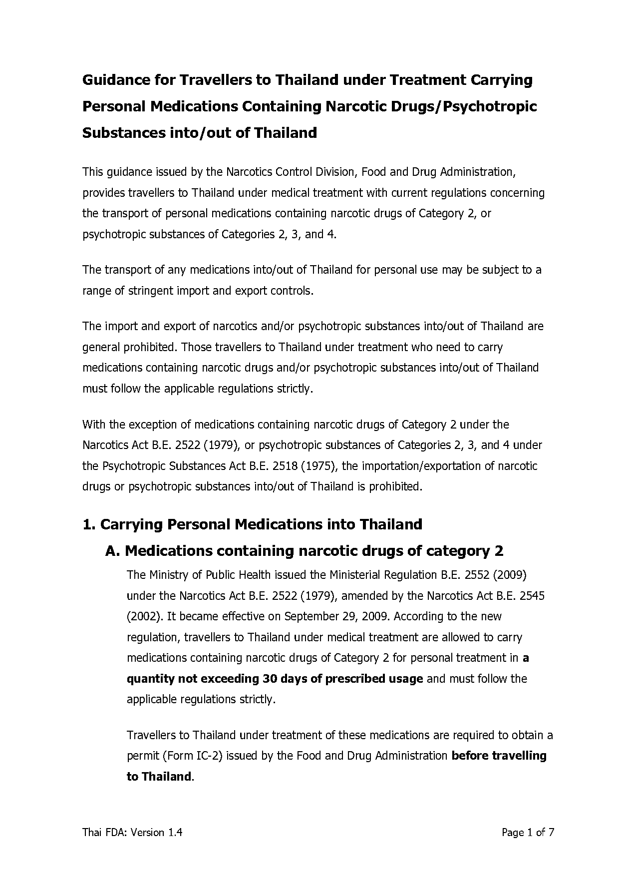 is medical declaration required to entering thailand