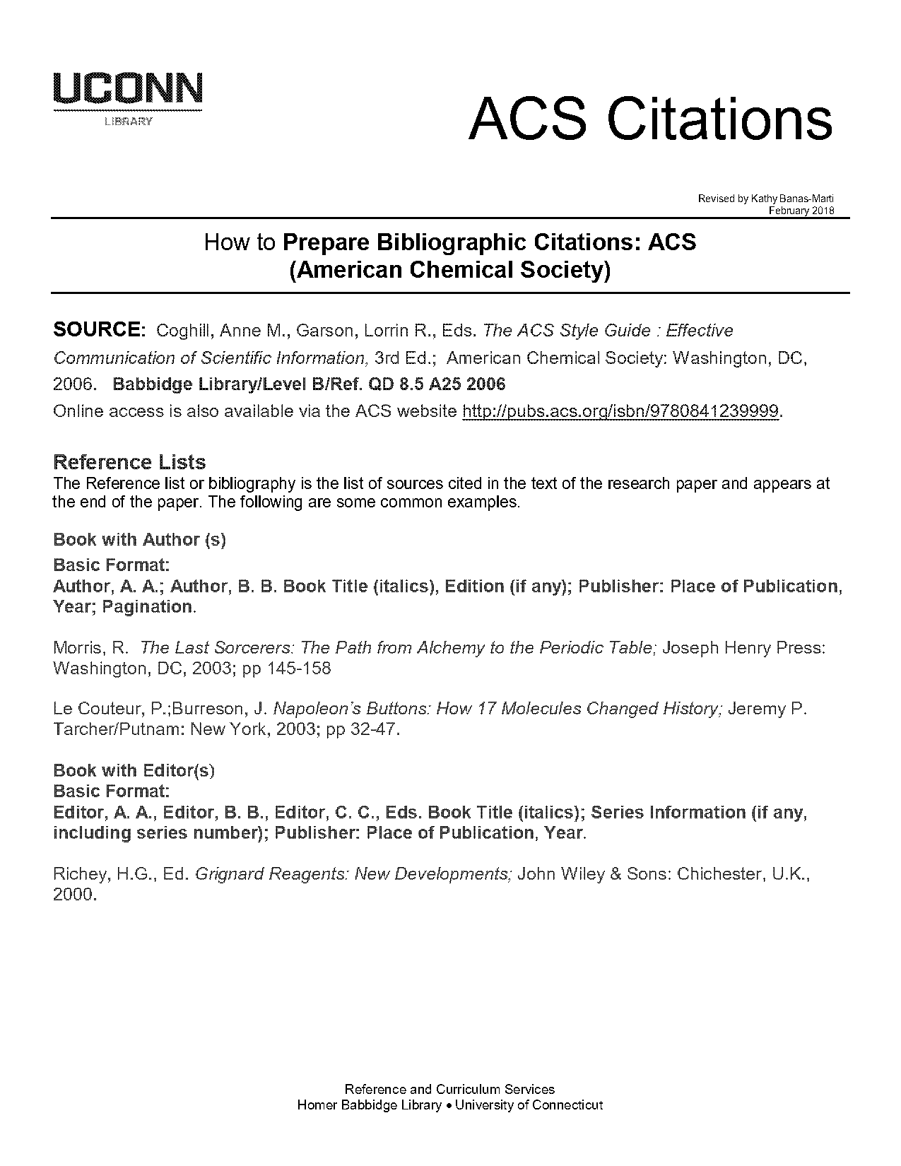 acs format lab report references