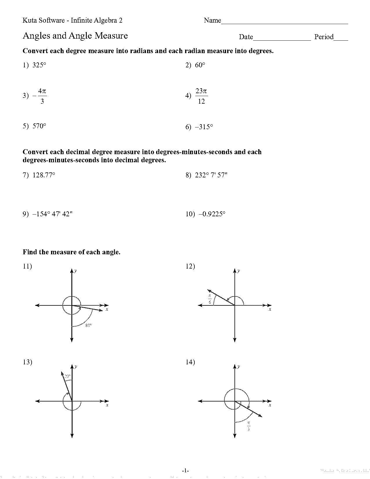 algebra and angle measures worksheet answer key