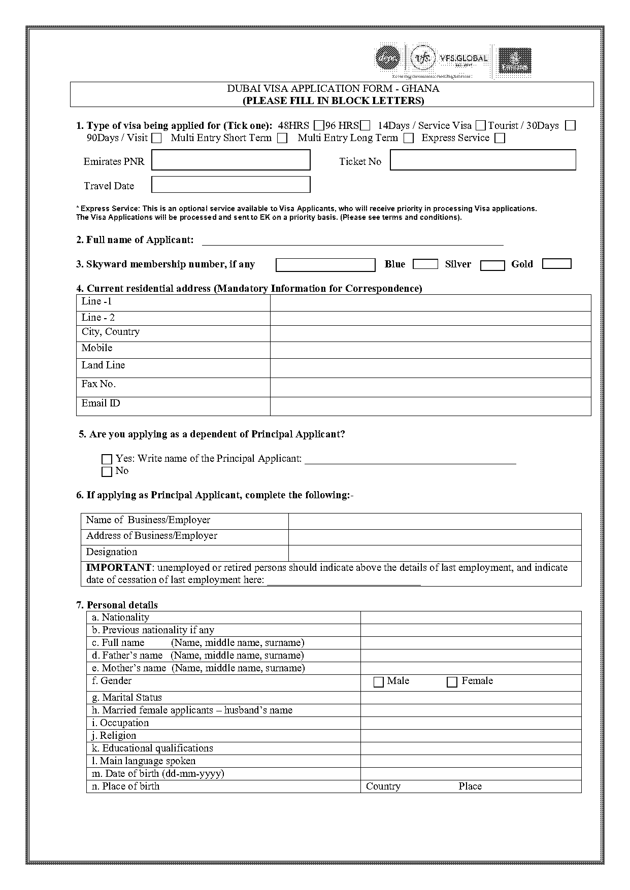 dubai visa requirements for ghanaians