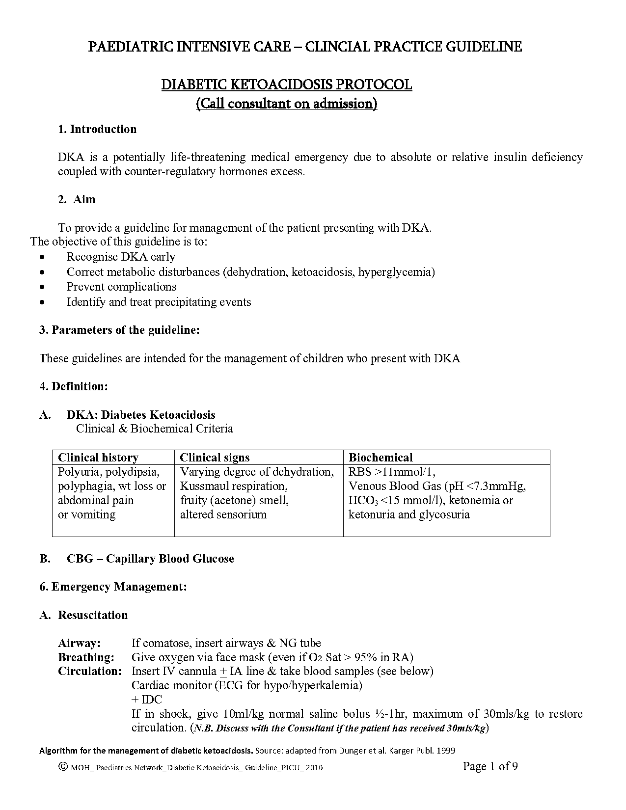 diabetic ketoacidosis management protocol