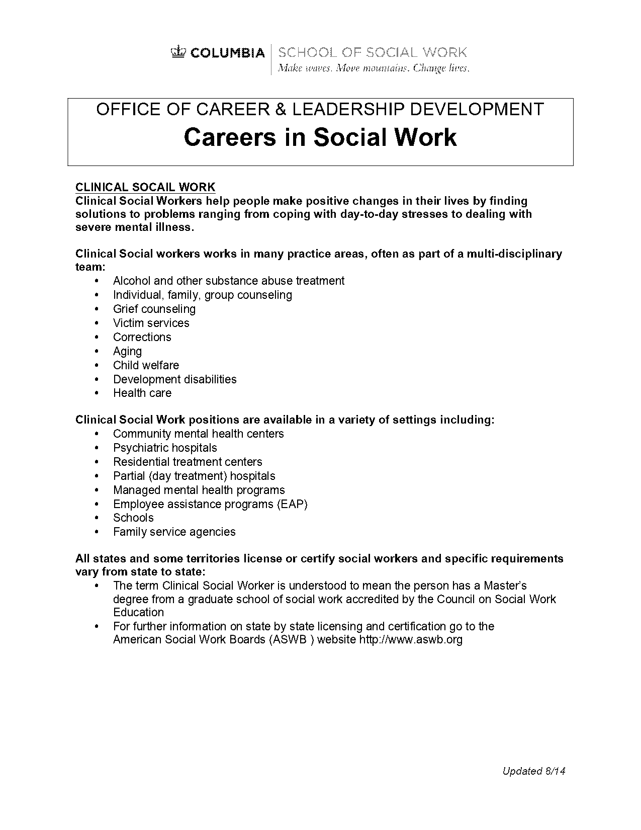 clinical social work skills examples