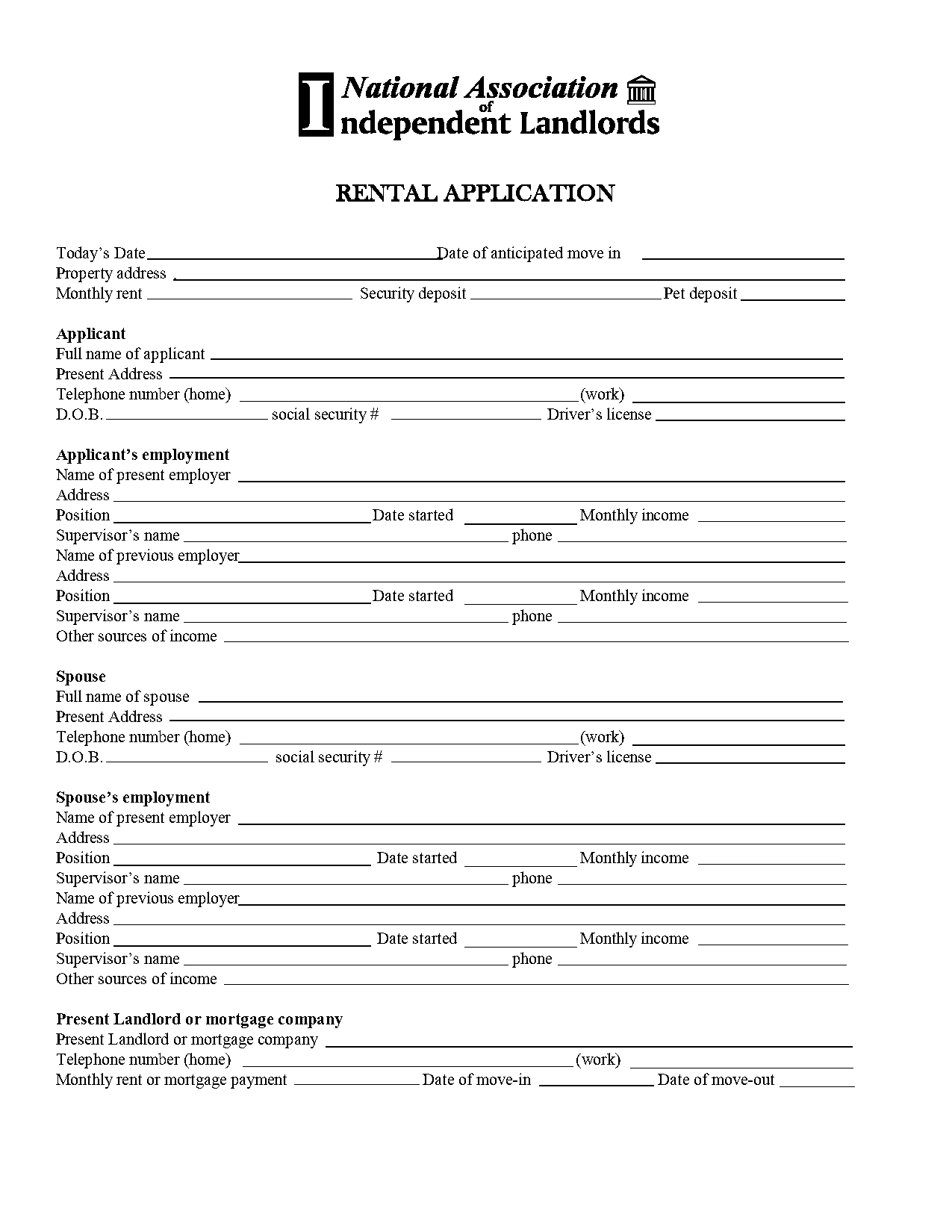 general apartment application form