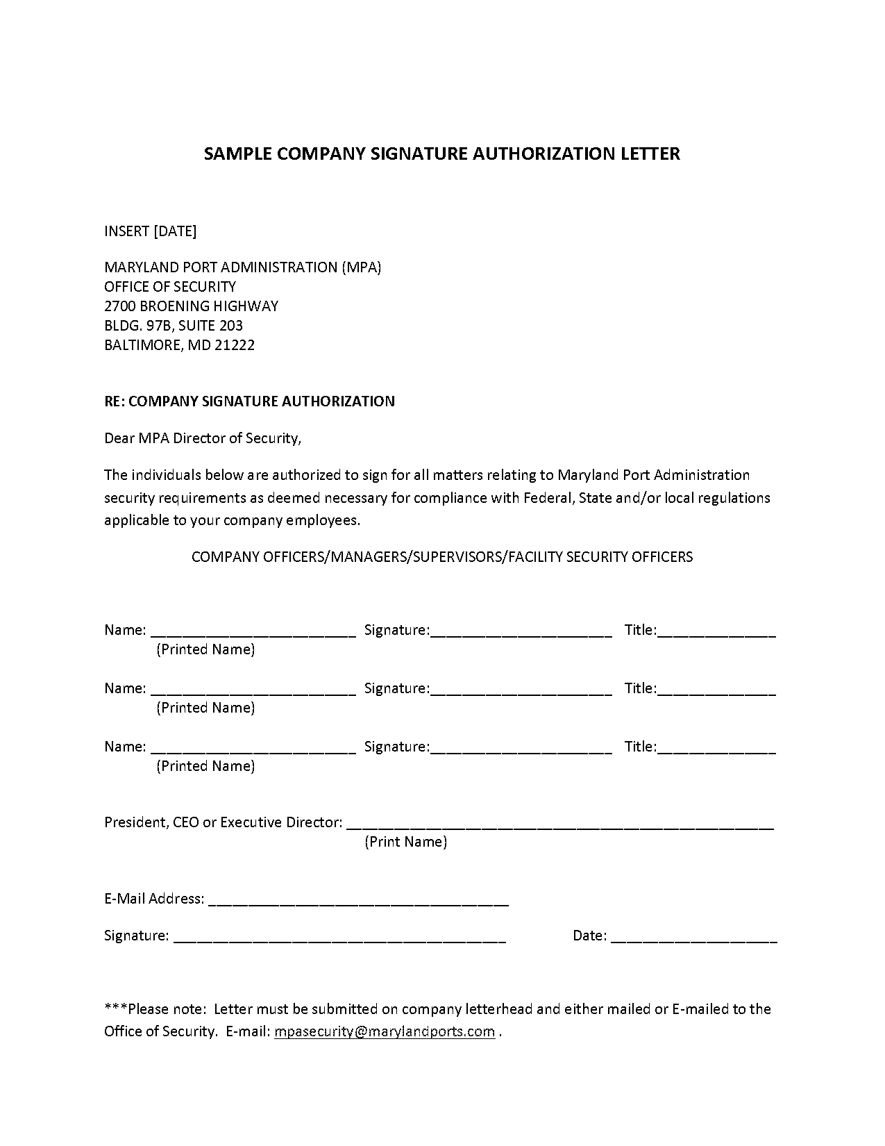 signing authority document template