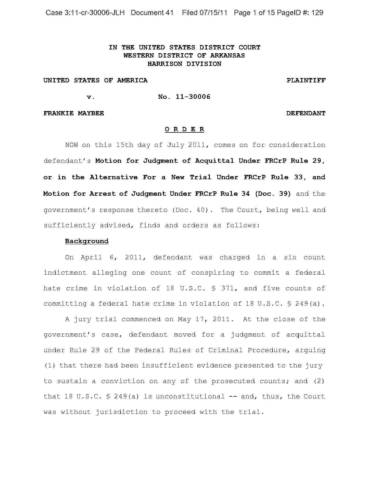 motion in arrest of judgment