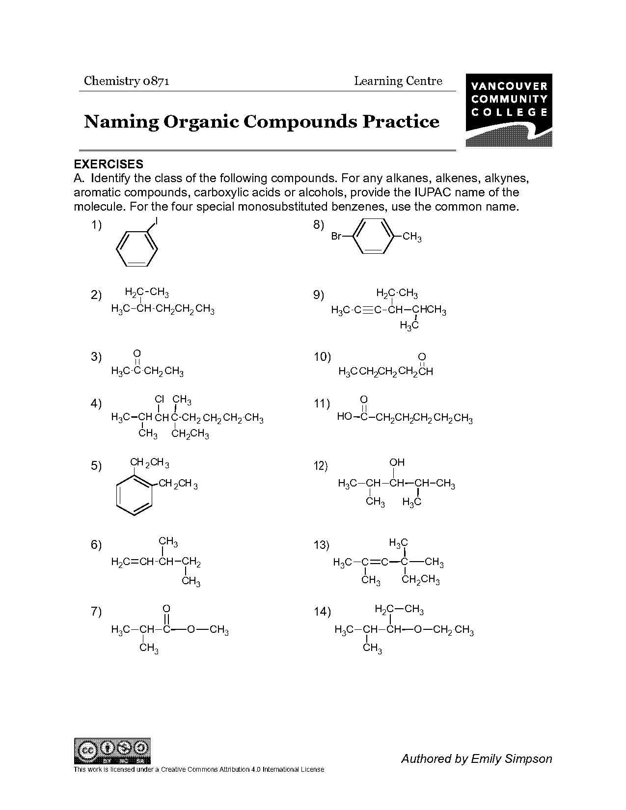 classifying organic compounds by functional group worksheet answers