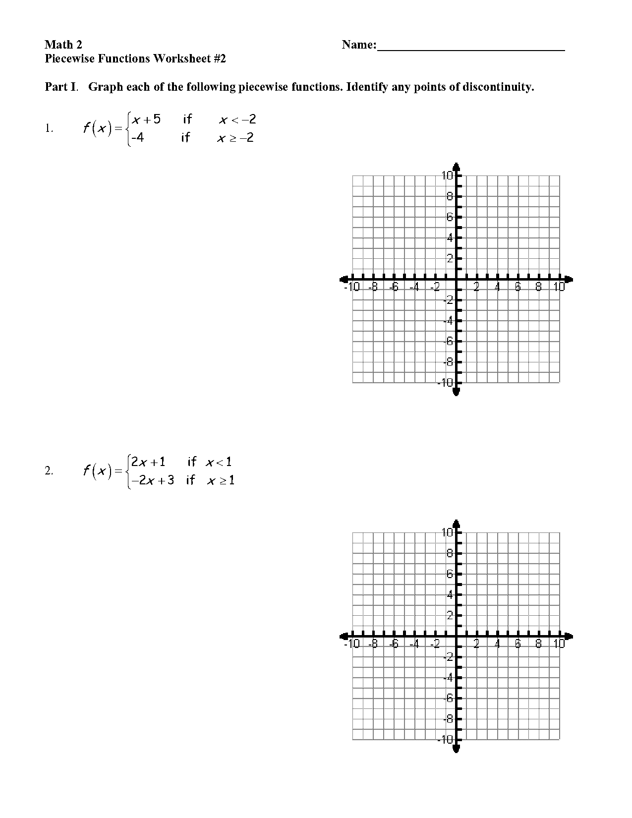 easy graphing piecewise functions worksheet with answers pdf