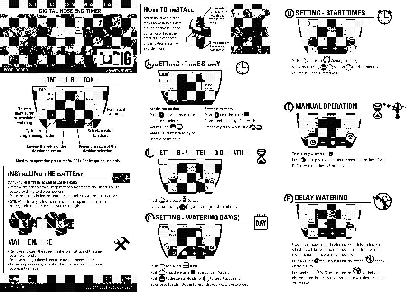 dig water timer instructions