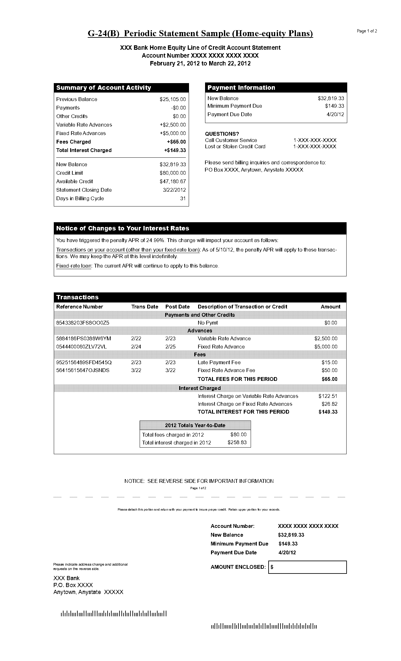 sample for billing statement