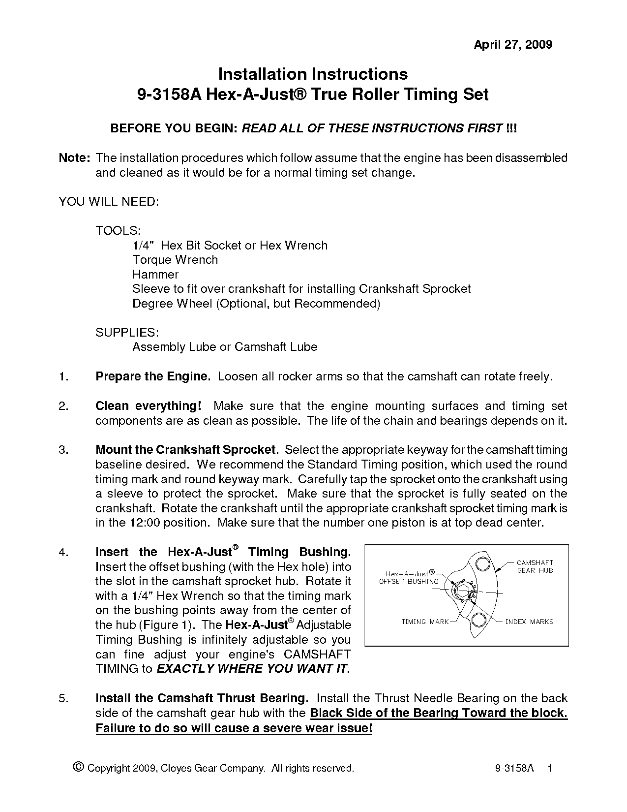 cloyes timing chain instructions