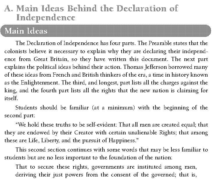 declaration of independence bullet points