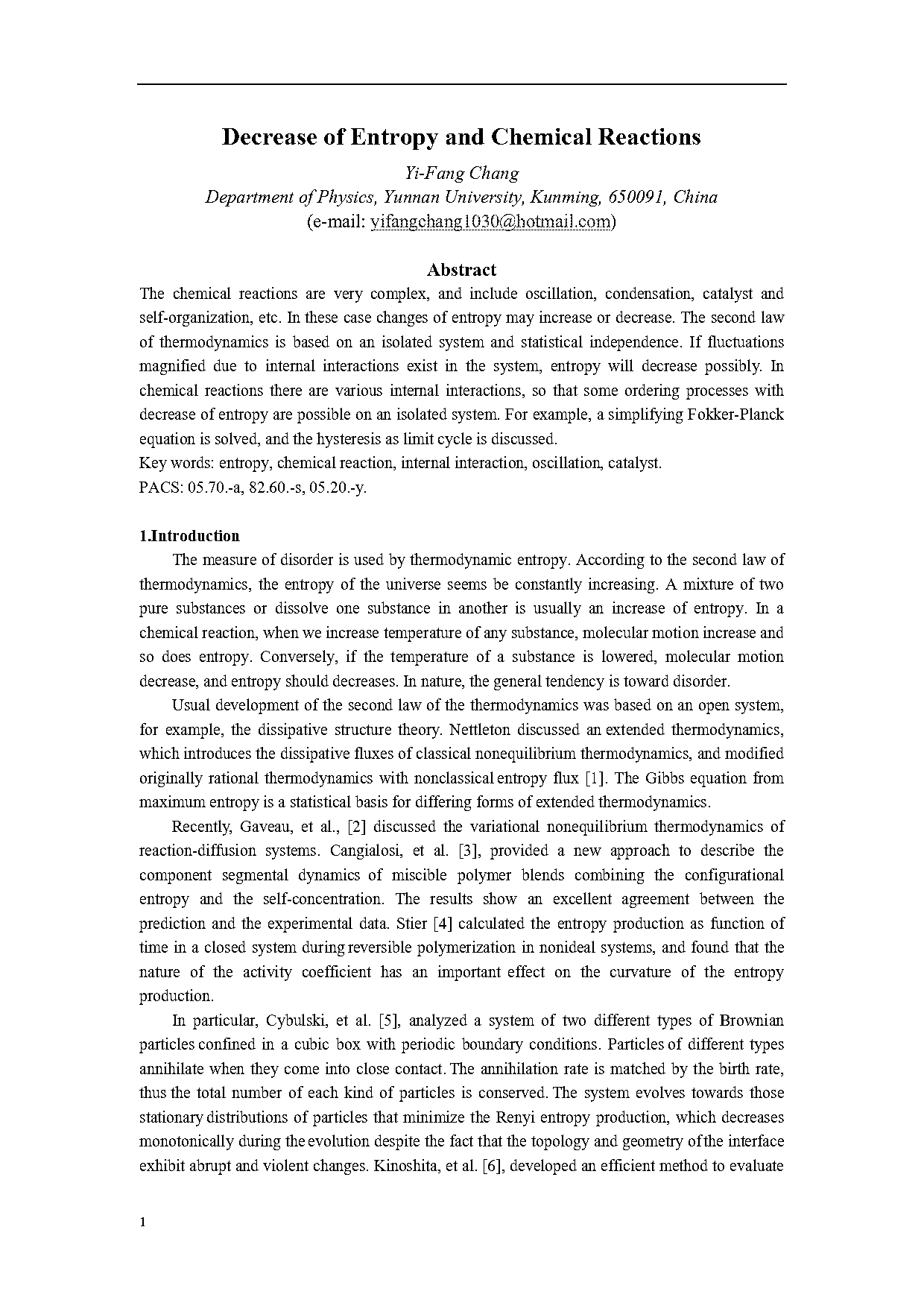 example of decreasing entropy in a closed system