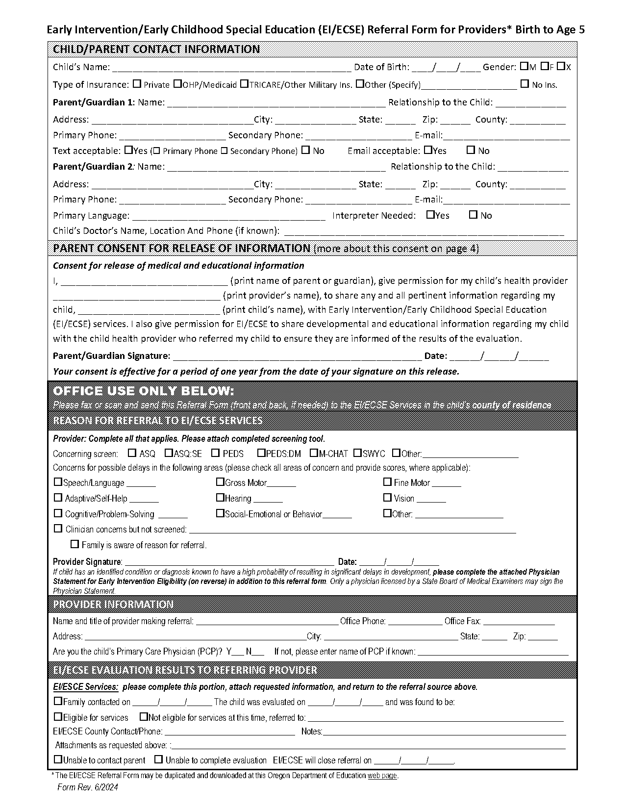 early intervention consent form