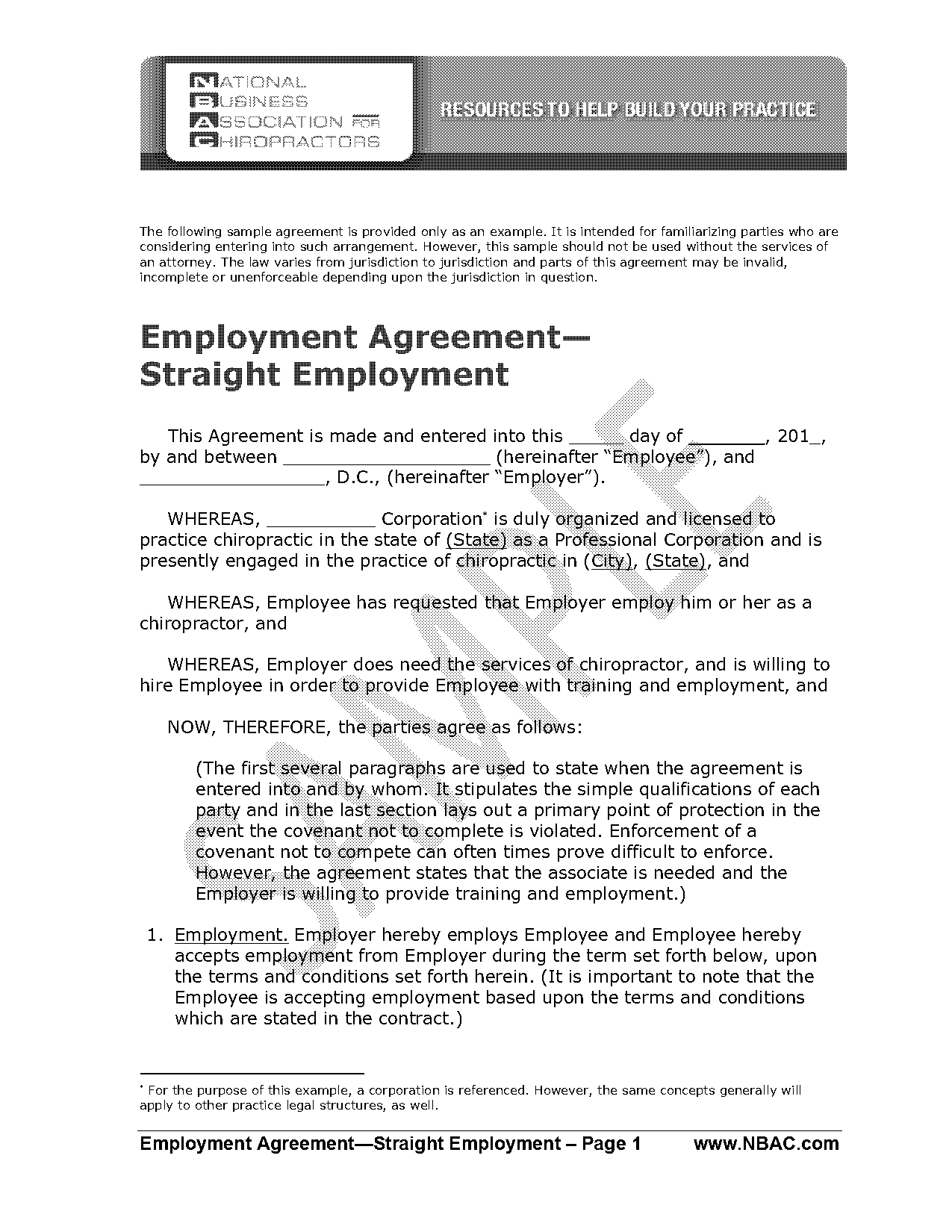 free simple employment agreement