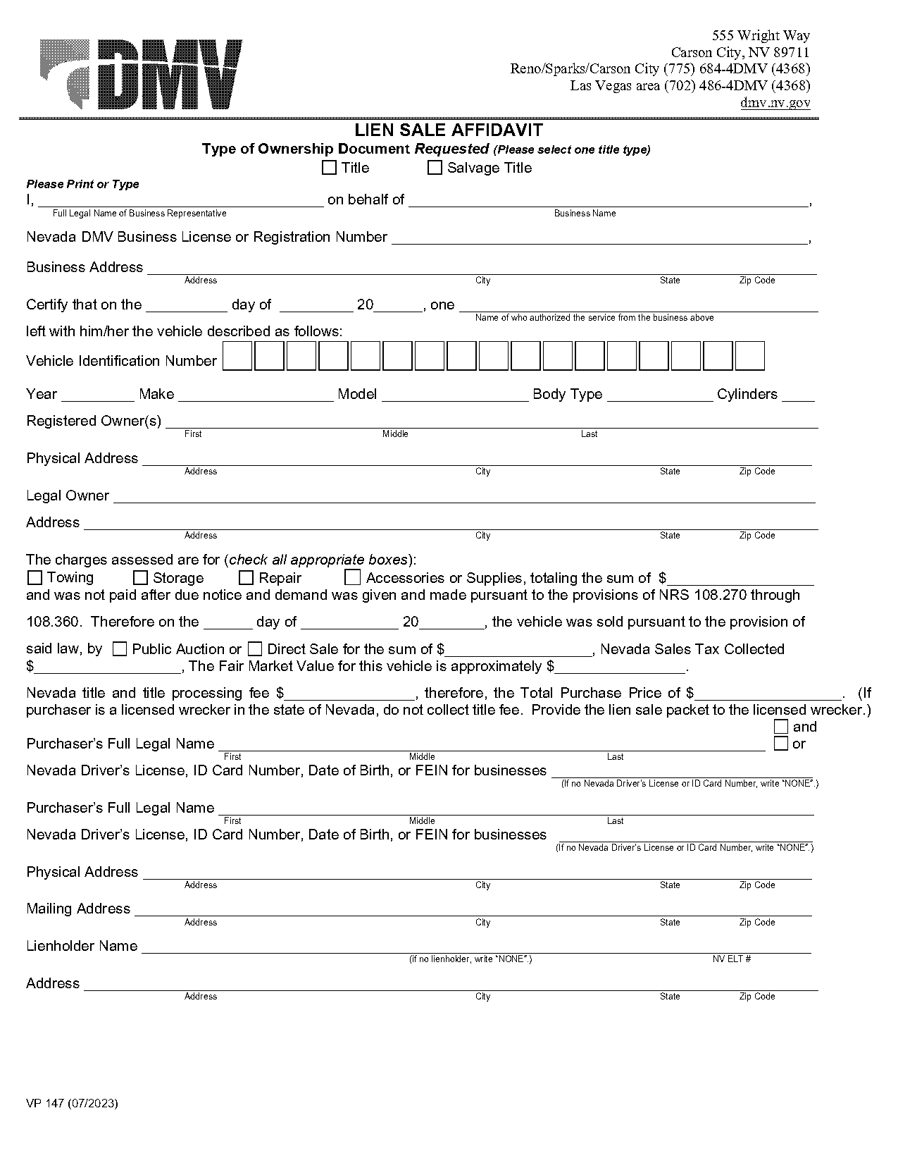 preliminary lien notice nevada