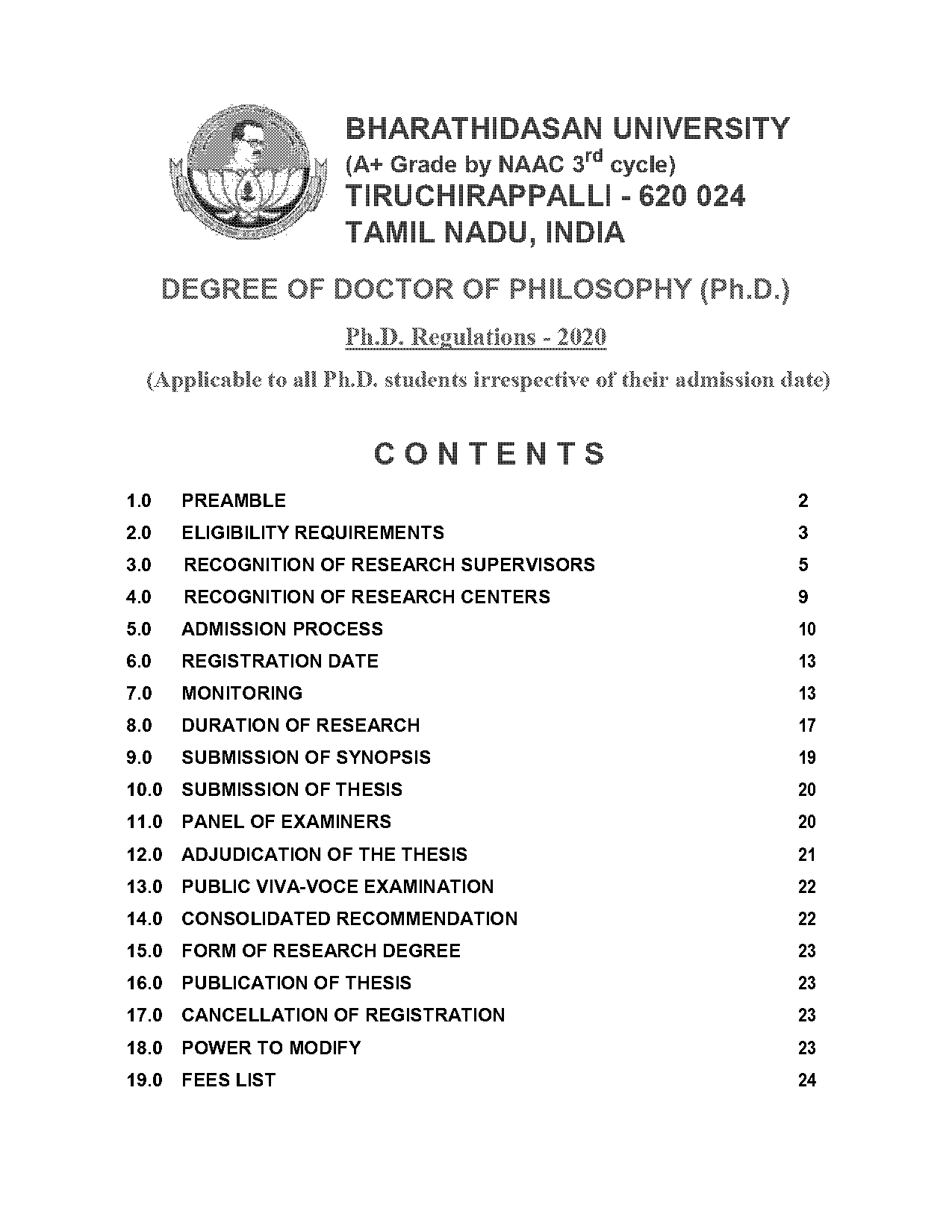 bharathidasan university phd thesis submission form