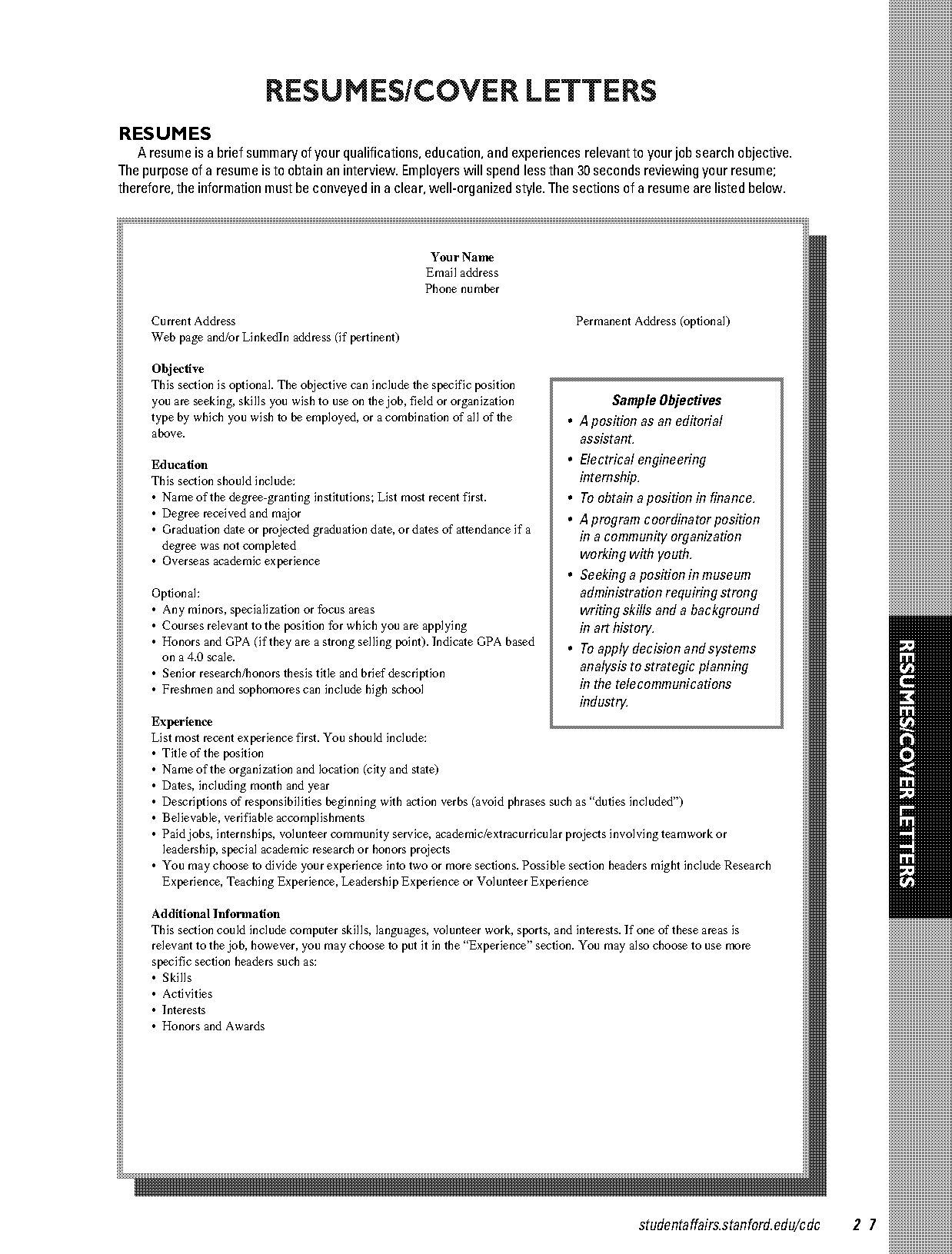 free resume sample format