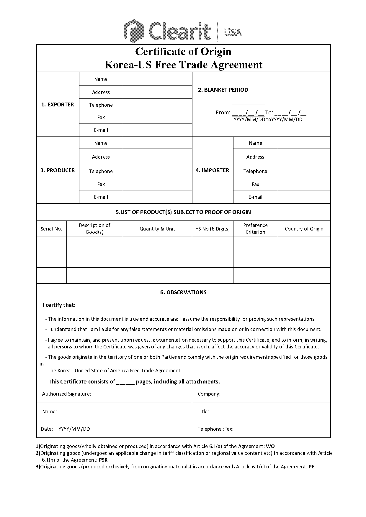 united states korea free trade agreement form