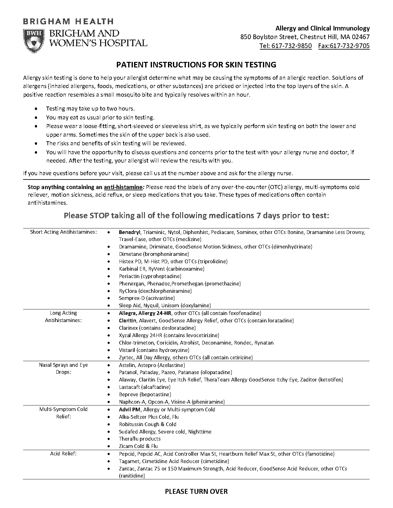 skin patch testing discharge instructions