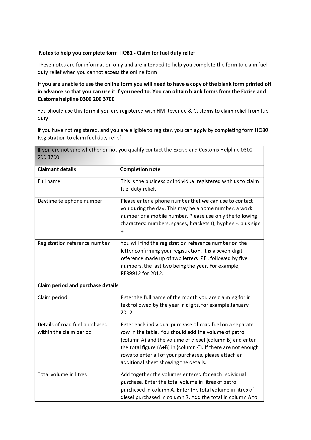 hmrc fuel claim form