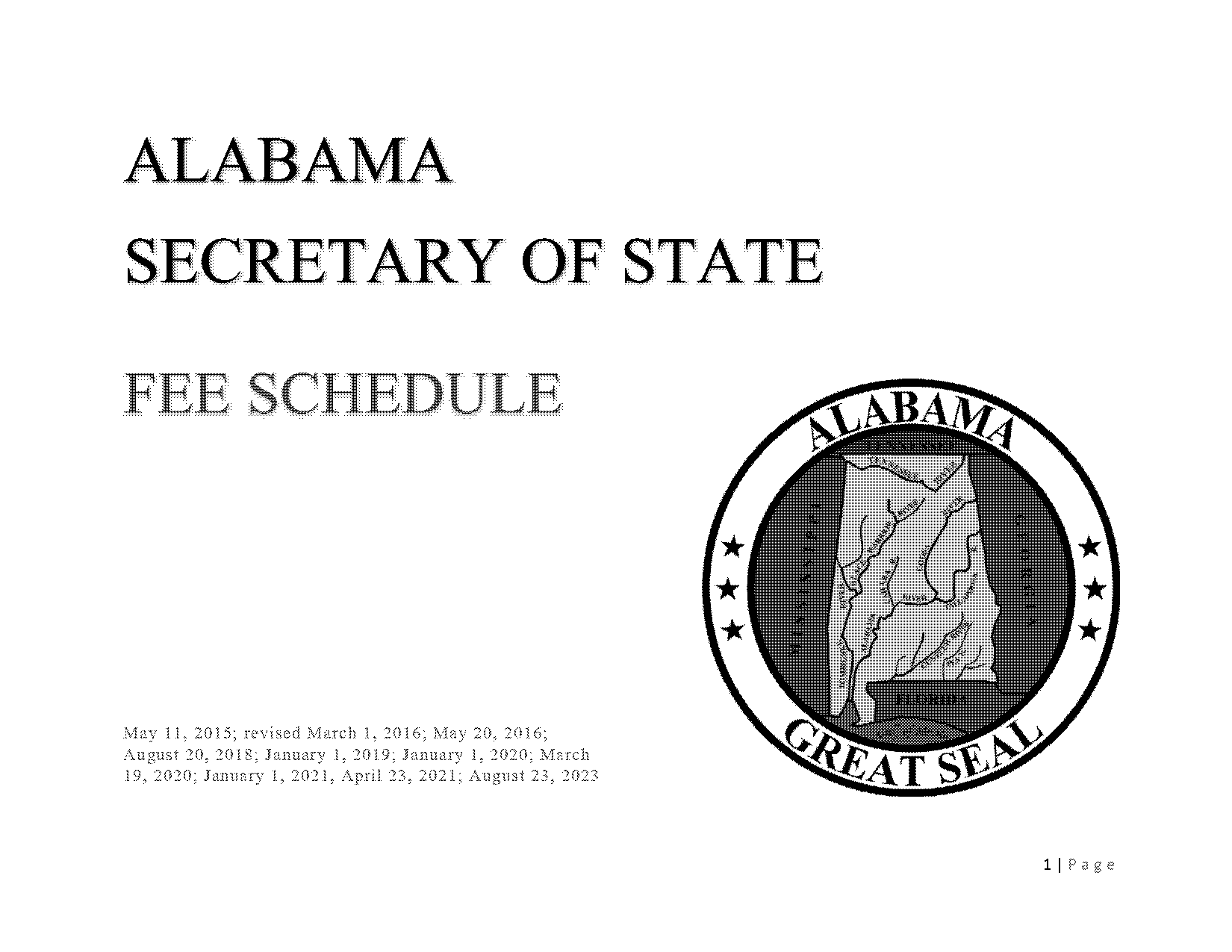 alabama business license fee schedule