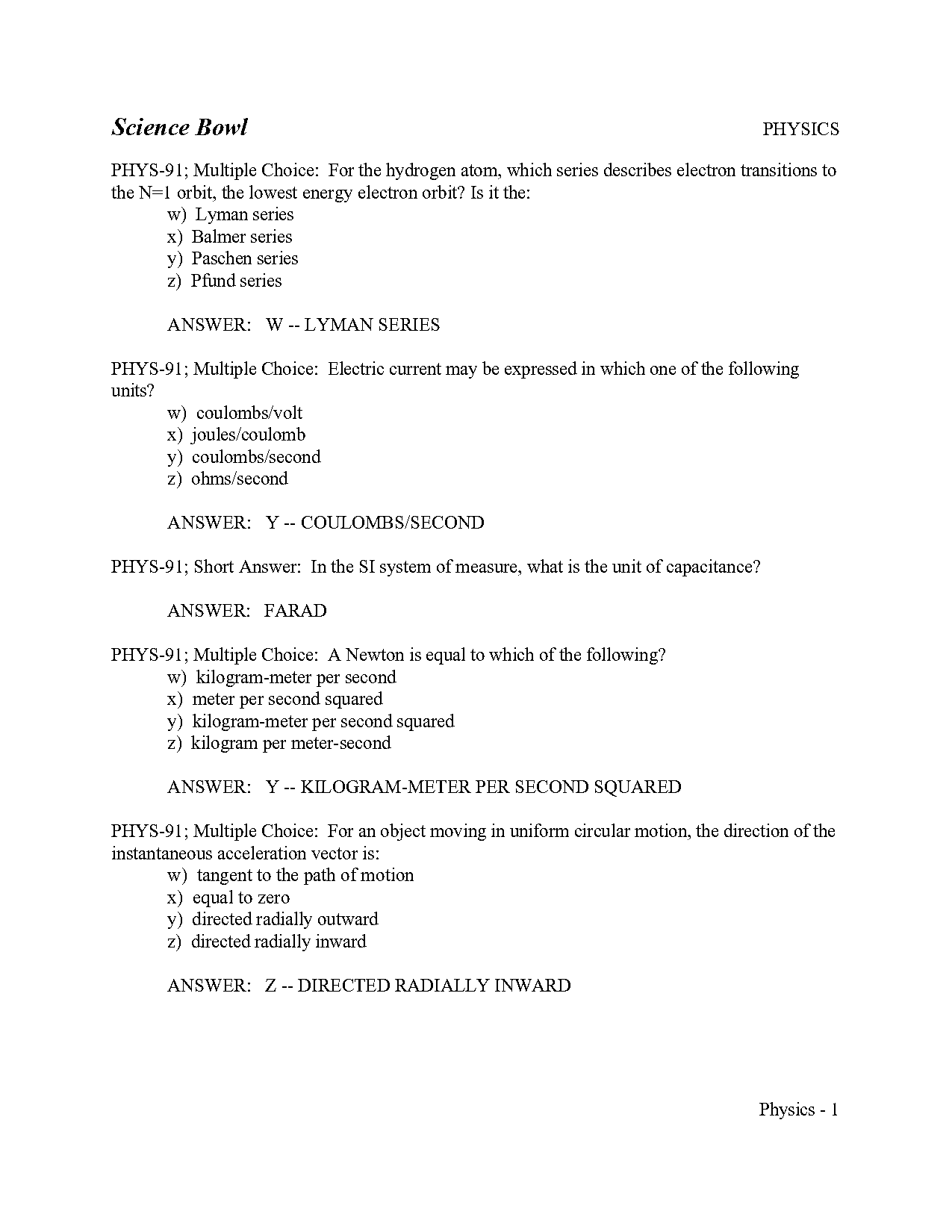 the science of physics worksheet answers