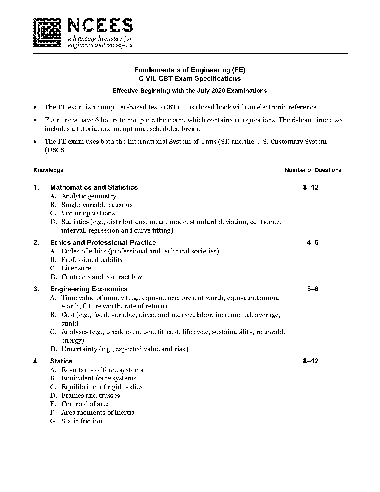 florida fe exam requirements