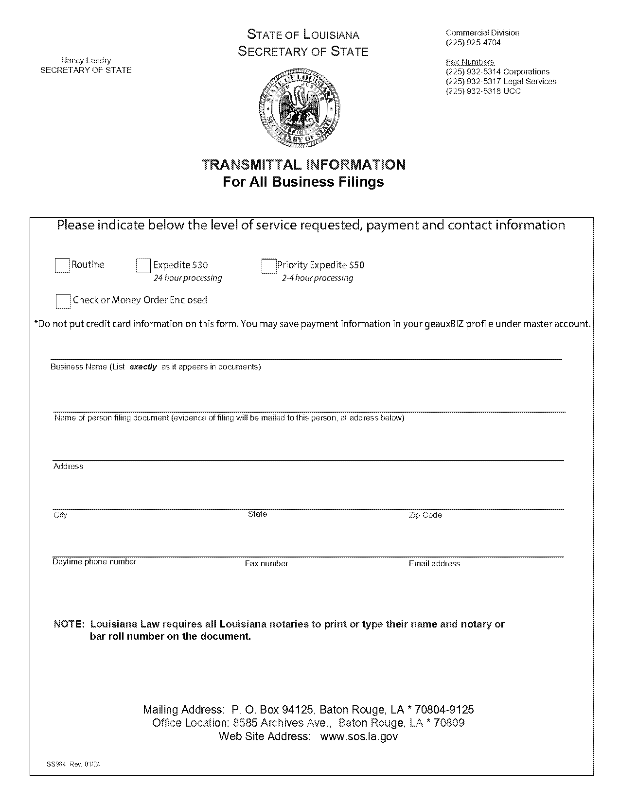 notice of business address change