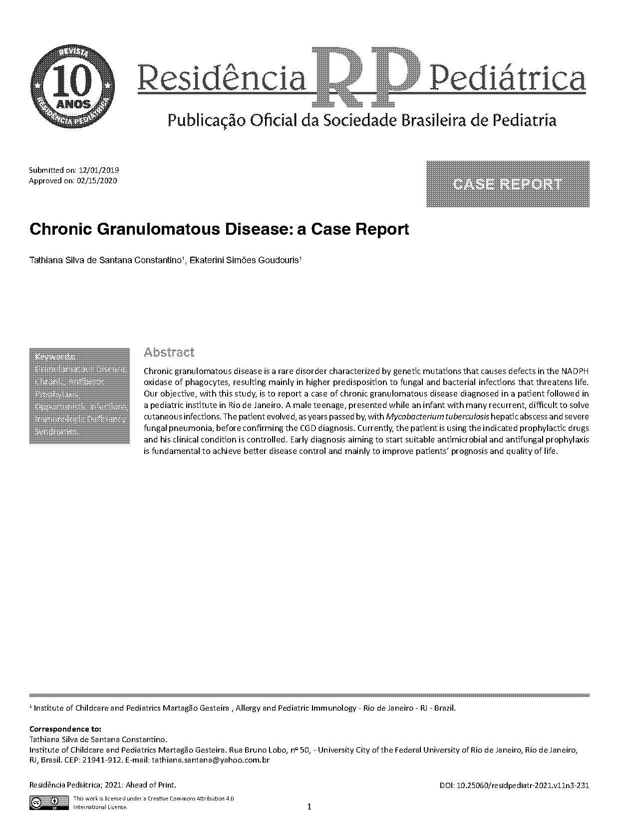 case report chronic granulomatous disease