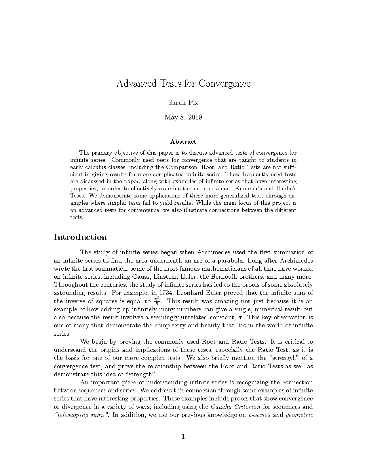 convergence test for series examples