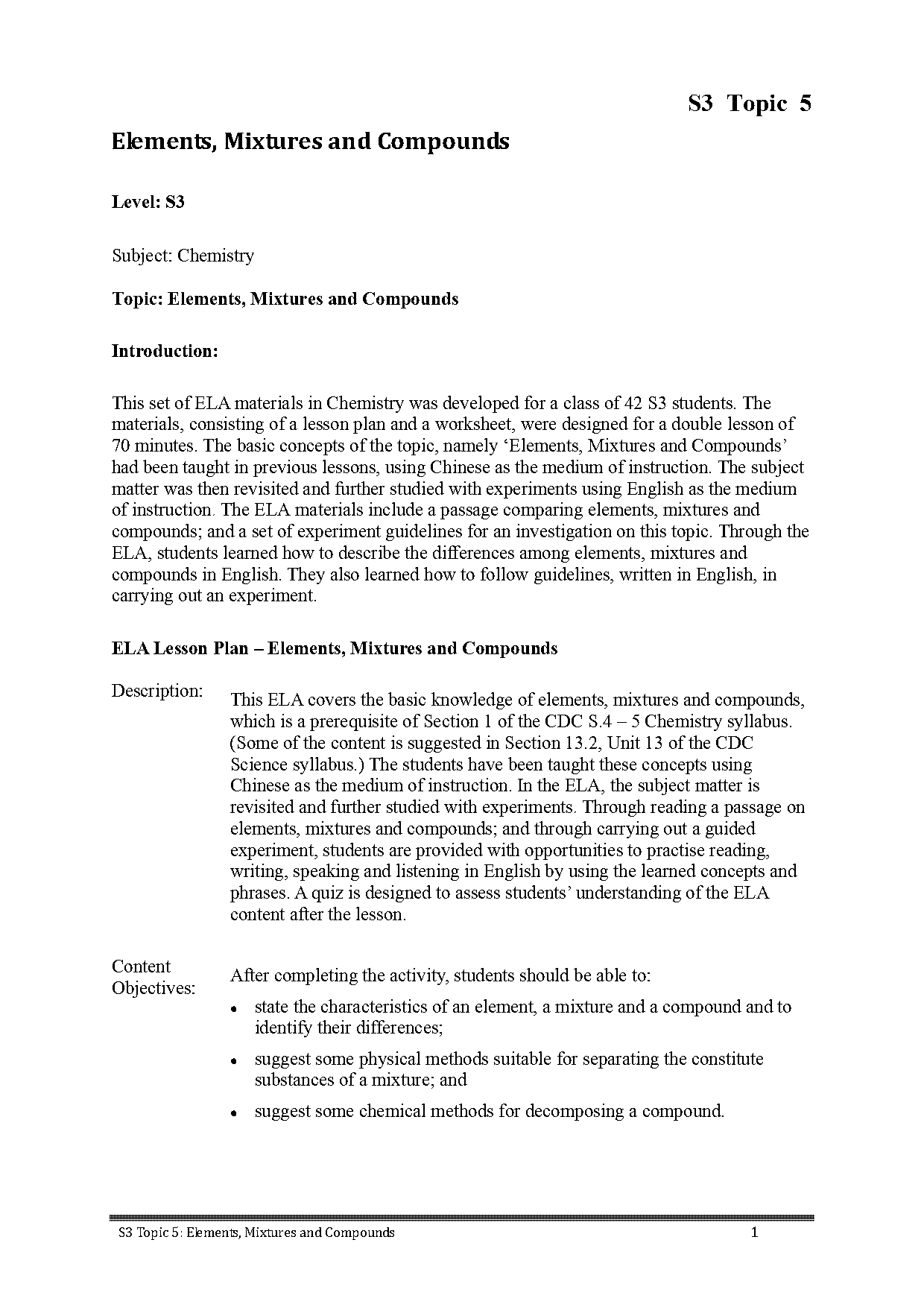 elements vs compounds vs mixtures worksheet