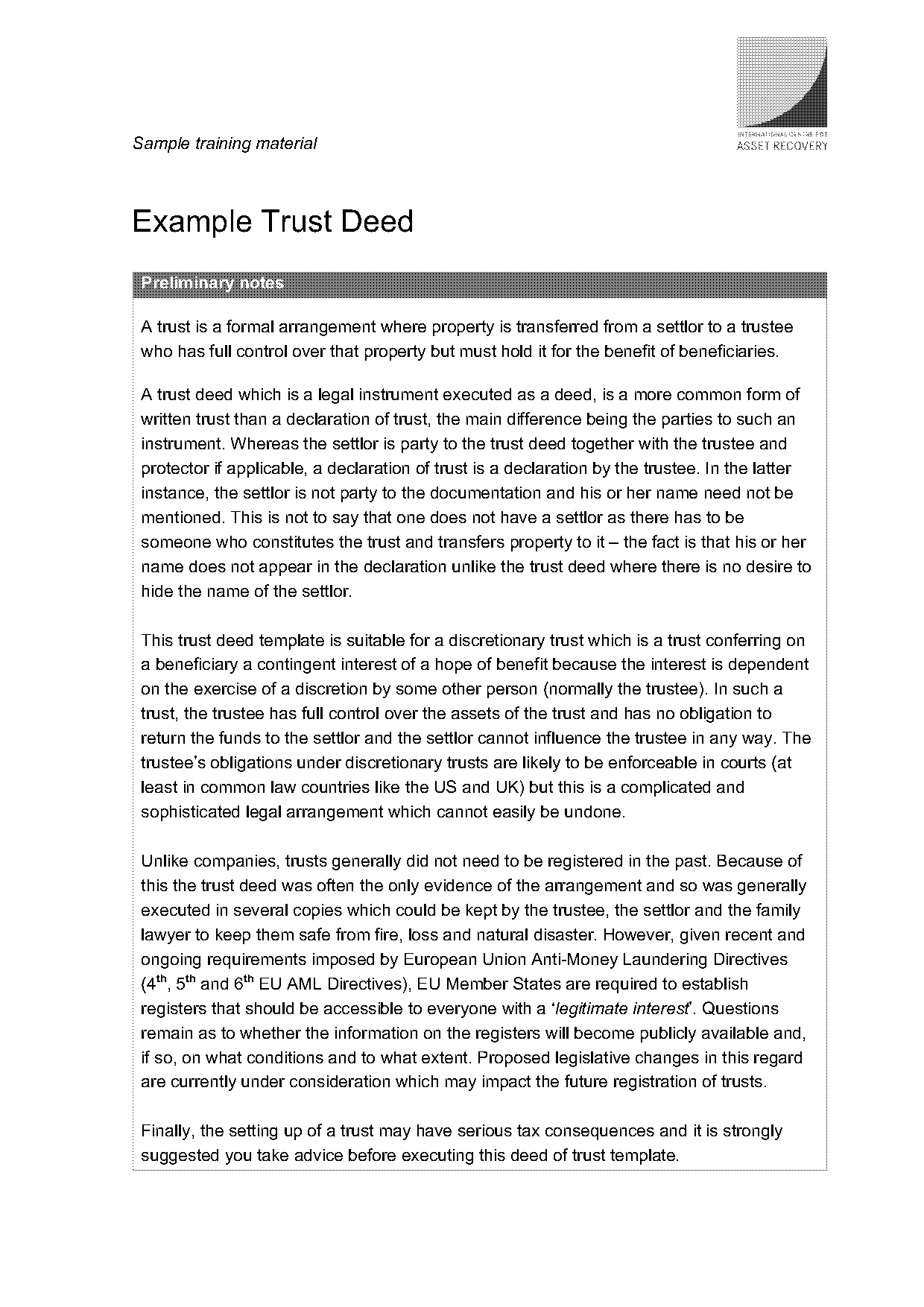 family trust agreement sample