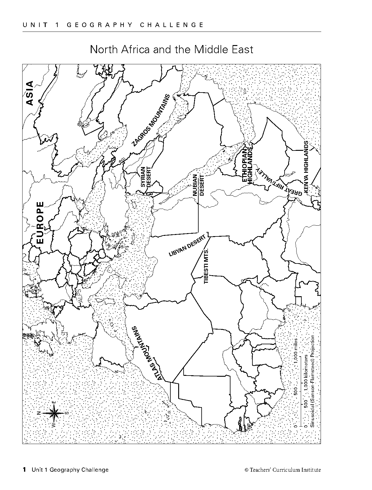 africa middle east map blank