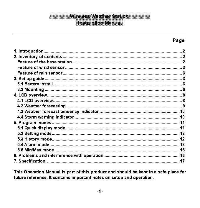 sempre digital radio controlled weather station instructions