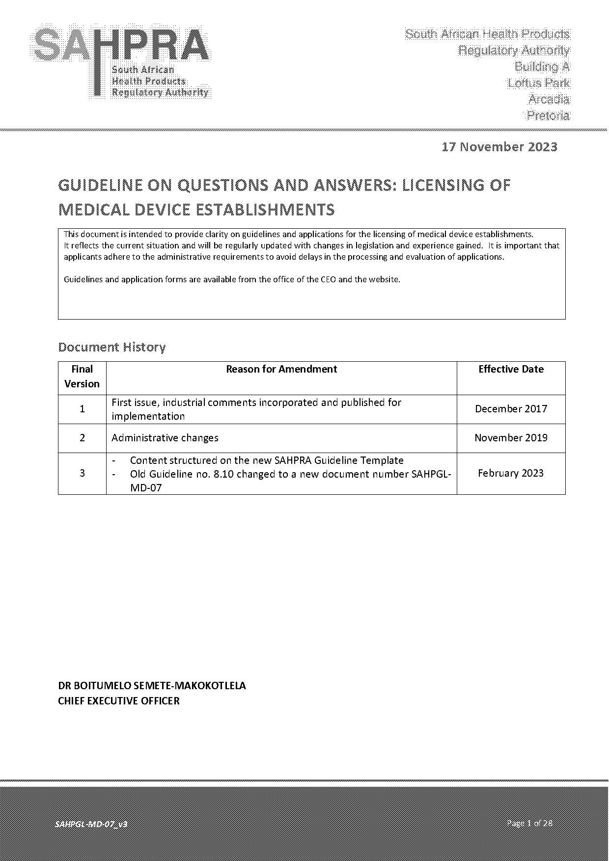 medical device establishment license guidance