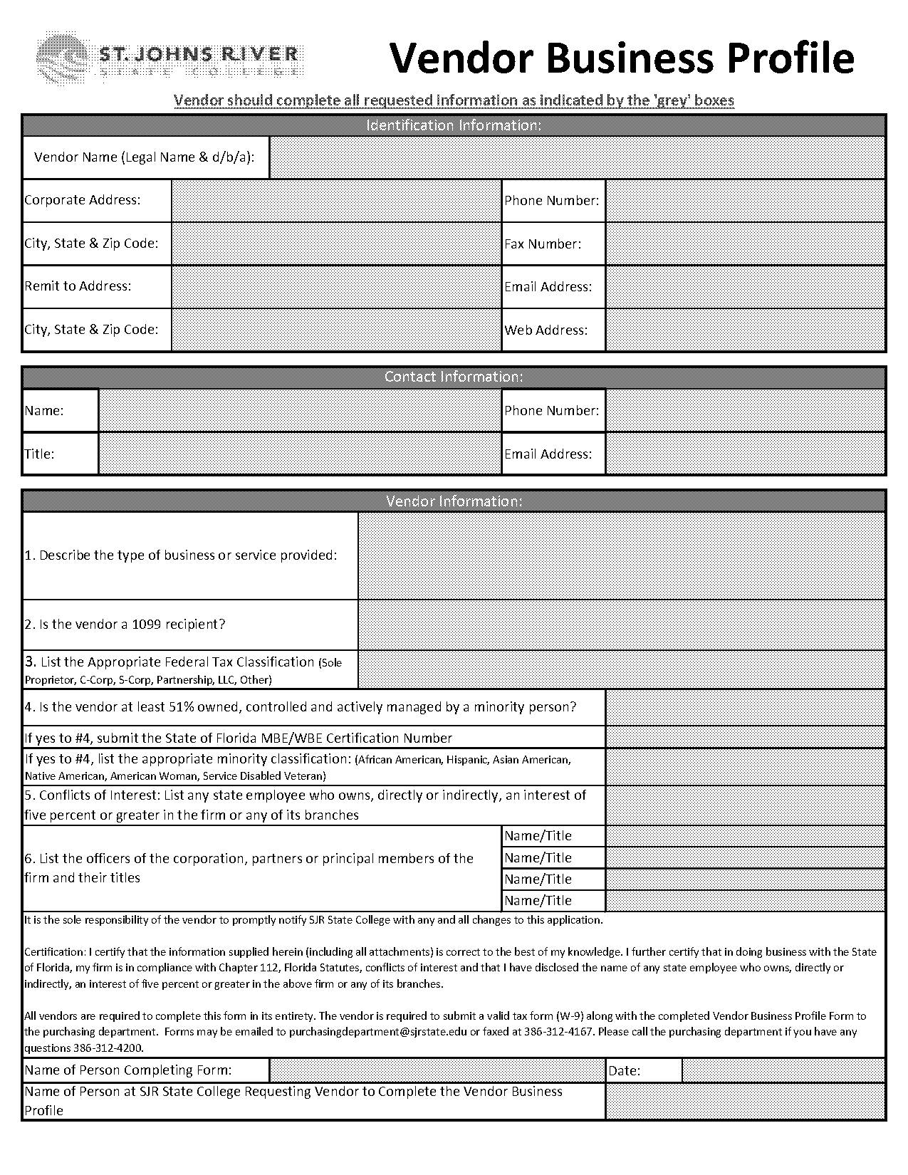 business profile point of contact template