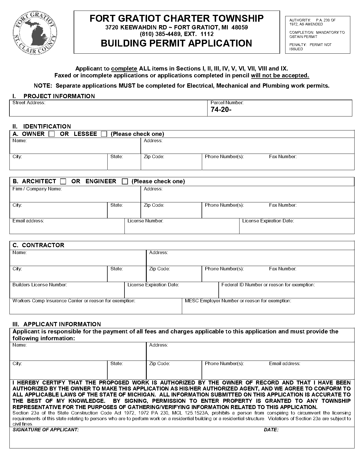 gratiot county mechanical permit application