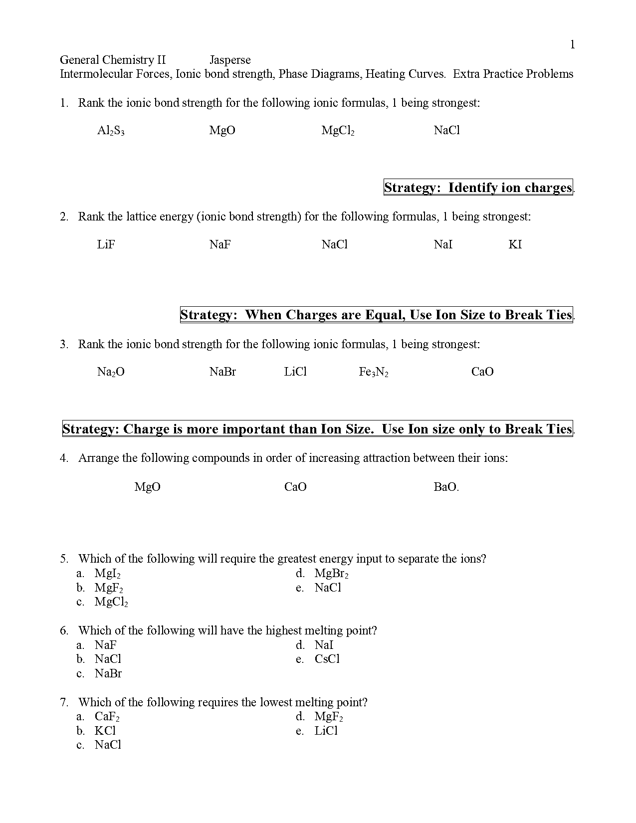 ionic worksheet additional practice