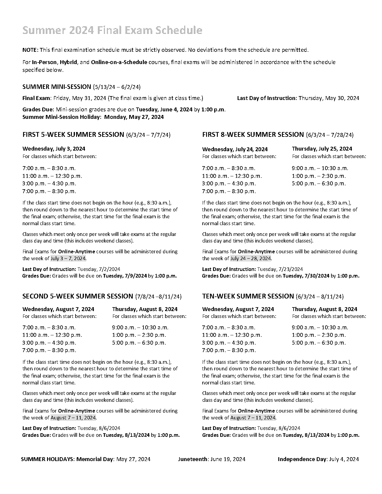 ucf final exam schedule