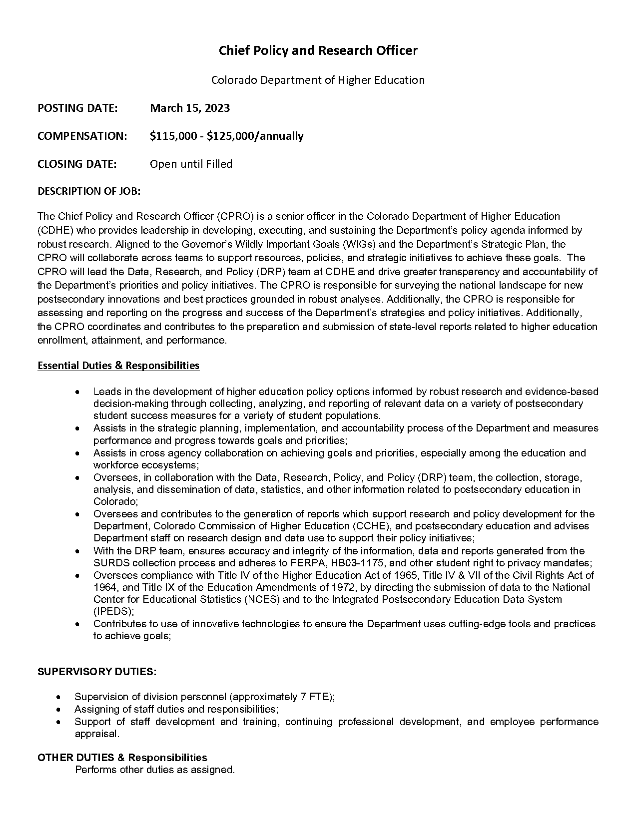 chief research officer resume