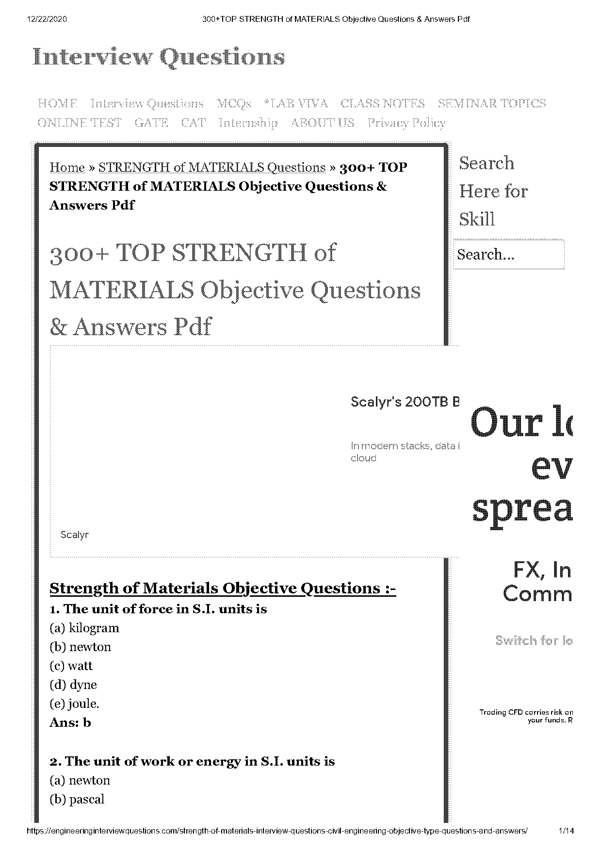 basic strength of materials interview questions pdf