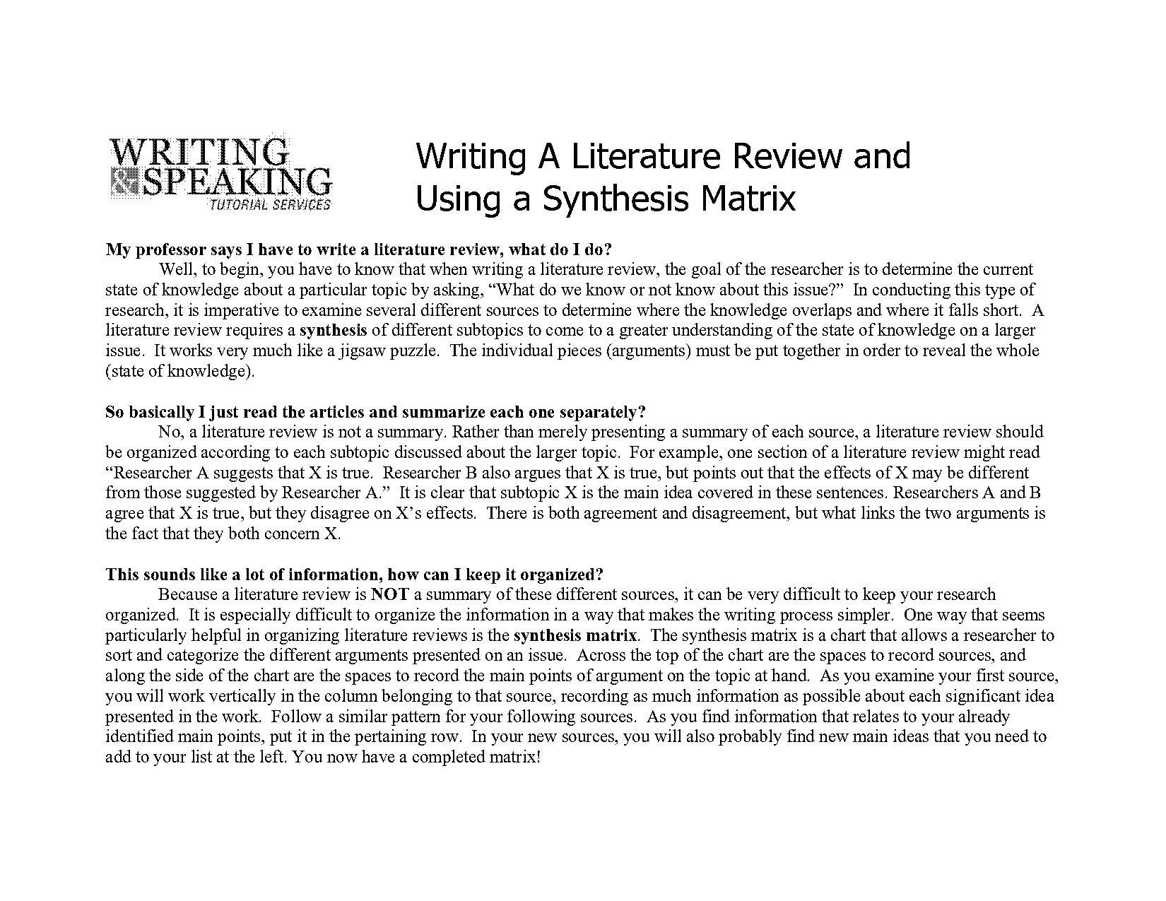 writing a literature review sample