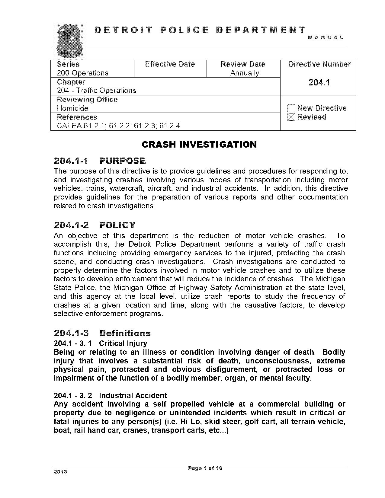 injury b on michigan police report