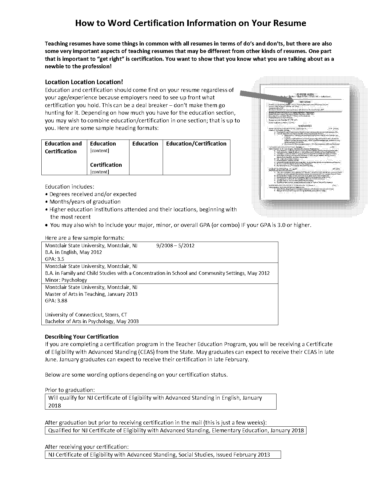 different nj teaching certifications