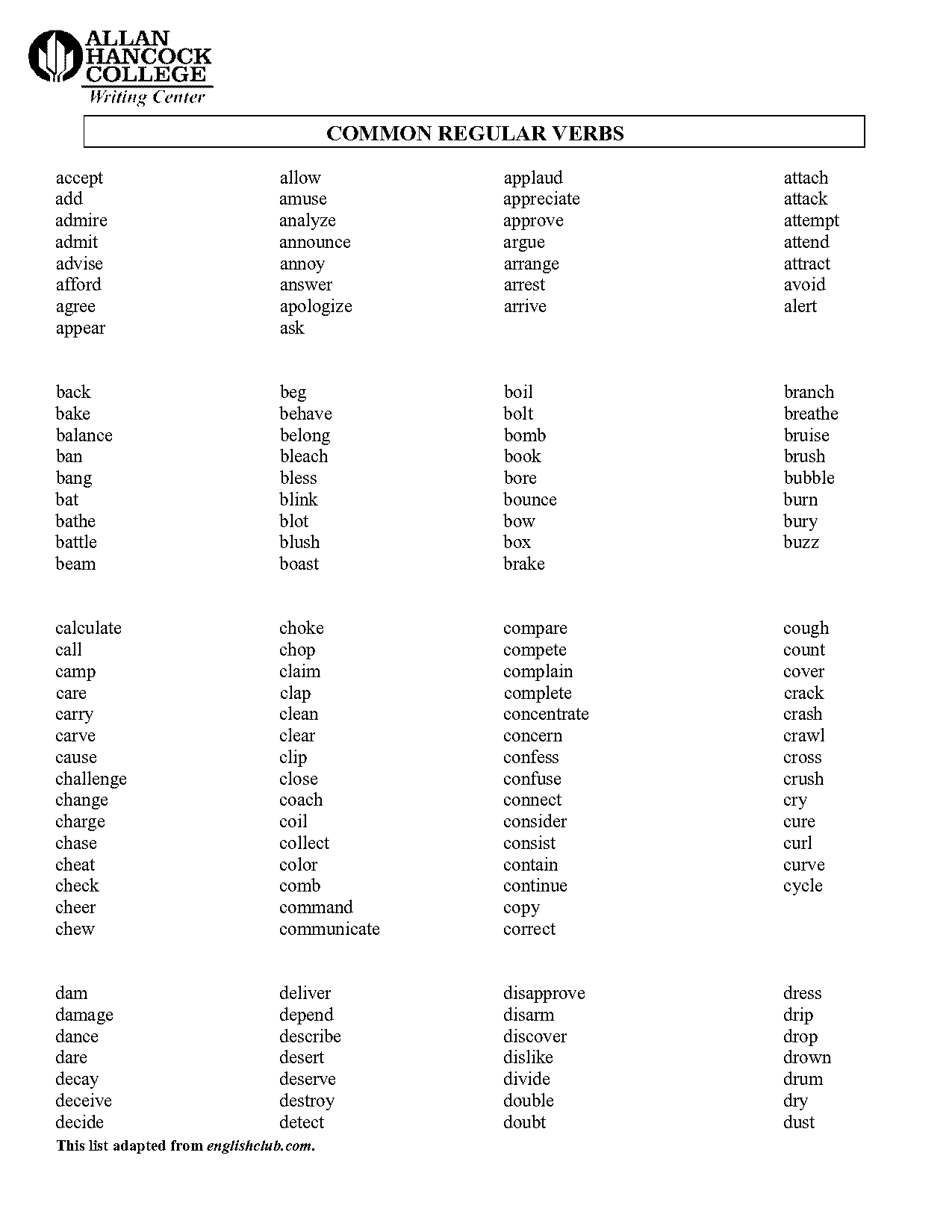 common verbs english pdf