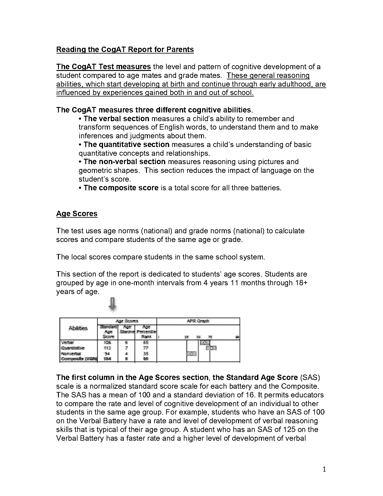 high school student profile sample