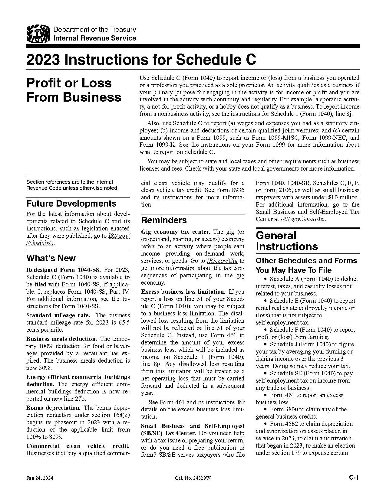 scheduel c tax document